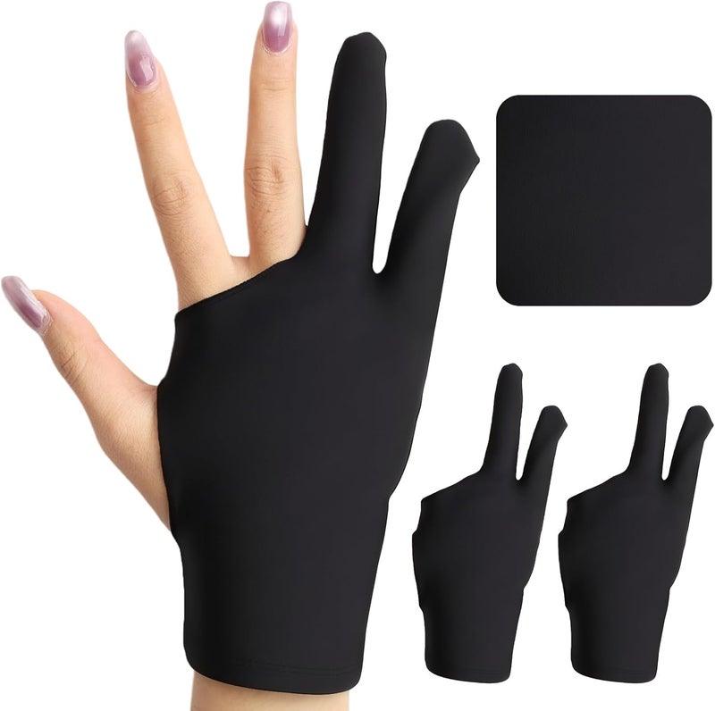 Pretwad 2-Pack Artist Drawing Gloves - Two-Finger Digital Drawing Glove, Graphics Painting Glove Palm Rejection, Artist-Drawing Tablet Gloves for Graphic Tablets & Paper Sketching Fit for Left & Right Hand - Image 1